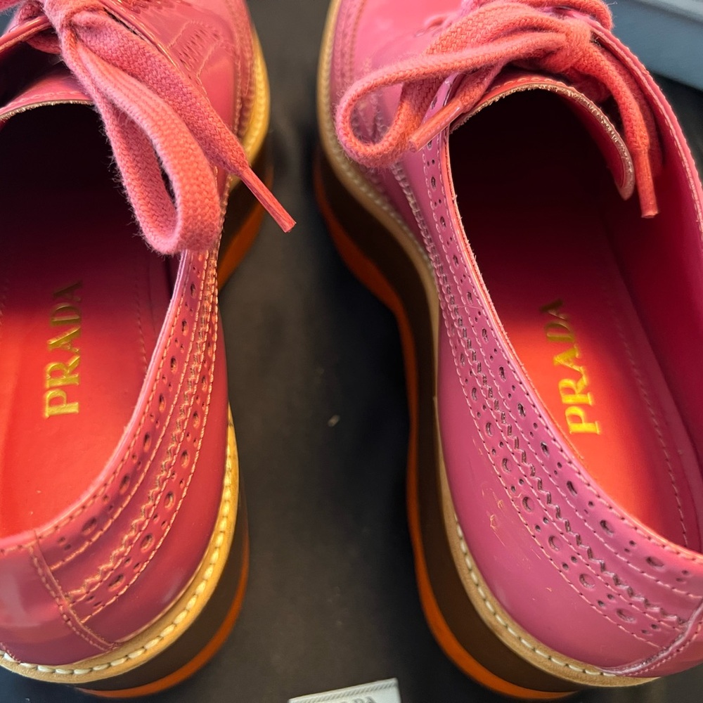 Prada Spazzolato Platform Wingtip Loafers - Picture 5 of 8